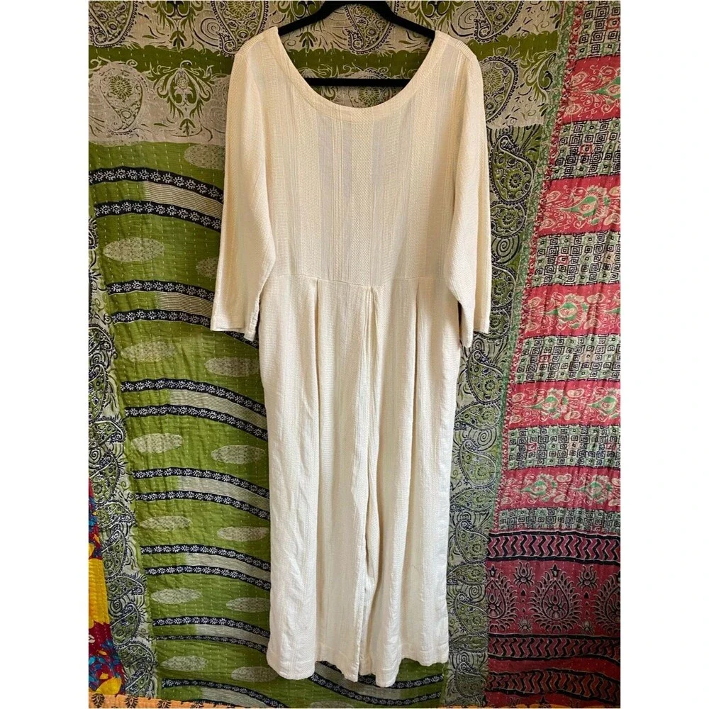 Free People Cream Shiloh One Piece Wideleg Coastal Bohemian Jumpsuit Size Small